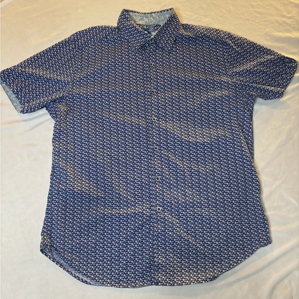 Robert Graham Purple and White Geometric Button Down Shirt